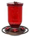 Ruby Jar Glass Hummingbird Feeder