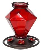 Ruby Crown Jewel Glass Hummingbird Feeder