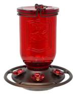 Ruby Jar Glass Hummingbird Feeder