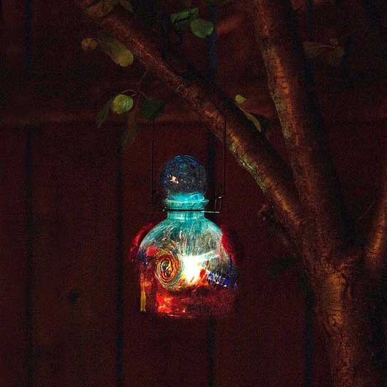 Aqua/Red LunaLite Bell Hummingbird Feeder