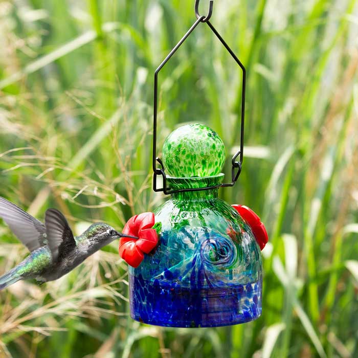 Green/Blue LunaLite Bell Hummingbird Feeder