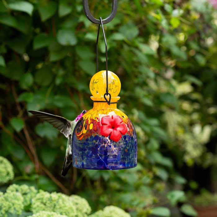 Orange/Blue LunaLite Bell Hummingbird Feeder