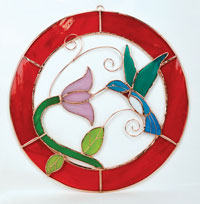 Hummingbird Stained Glass Window Panel