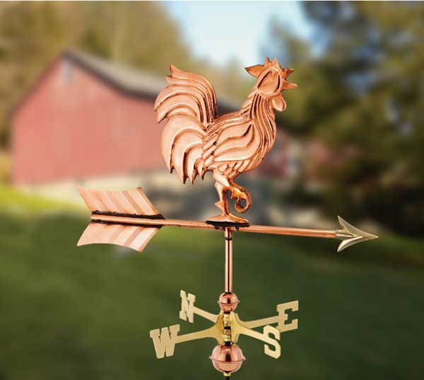 Rooster Polished Copper Garden Weathervane