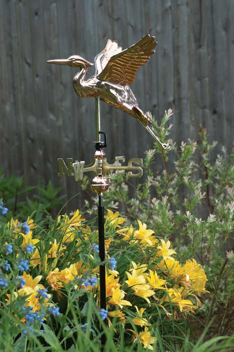 Heron Polished Copper Garden Weathervane