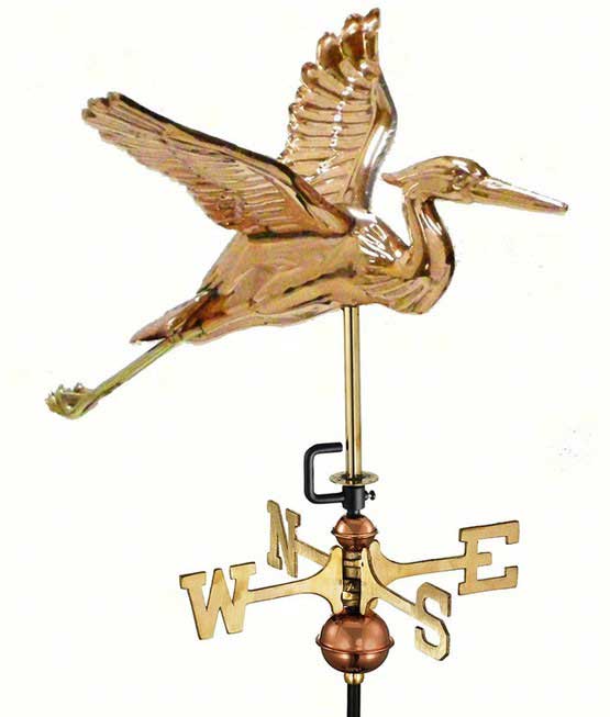 Heron Polished Copper Garden Weathervane