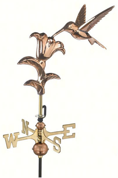 Hummingbird Polished Copper Garden Weathervane