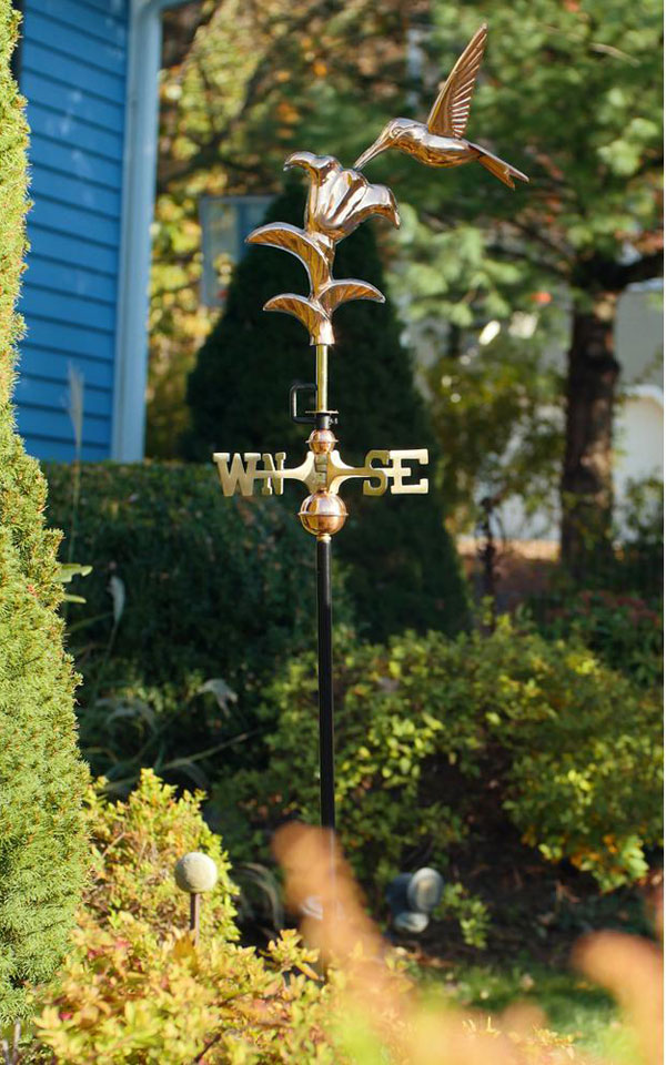 Hummingbird Polished Copper Garden Weathervane