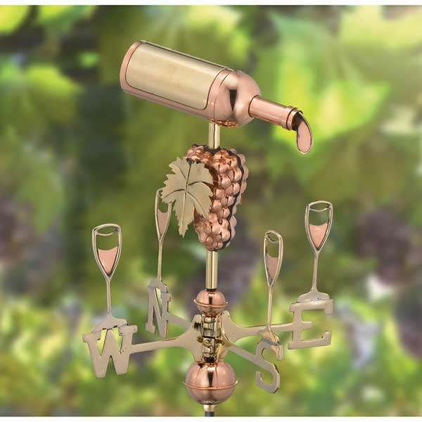 Wine Bottle Polished Copper Garden Weathervane