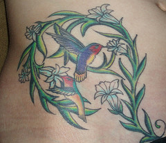 Hummingbird Belly Tattoo