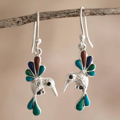 Hummingbird Suns Artisan Crafted Sterling Silver Earrings with Amber
