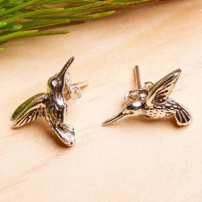 Hummingbird Song Garnet flower earrings