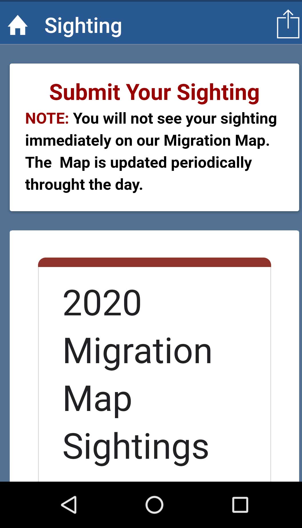 Hummingbird Migration Mobile App Sighting Form