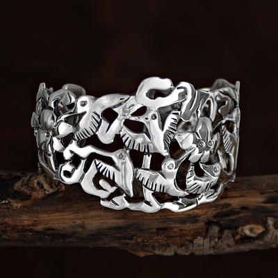 Hummingbird Mystique Hand Made Fine Silver Bird Cuff Bracelet