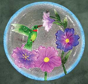 Birdbath- Hummingbird Glass Birdbath
