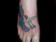 Hummingbird Foot Tattoo