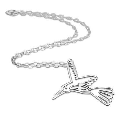 The Hummingbird Handmade Sterling Silver Pendant Necklace Hummingbird Mexico